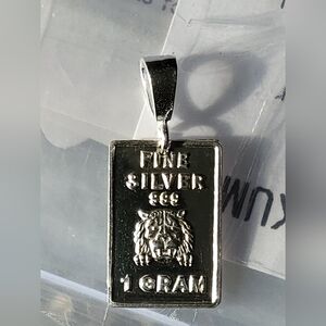 Vintage Rare Solid .999 Fine Silver Lion Pendant / Charm - solid 925 Sterling Si